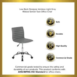 Emma And Oliver Low Back Designer Armless Ribbed Swivel Task Office Chair -HOMCOM Store GUEST 0631b47a d270 49cc 9360 56641228645b