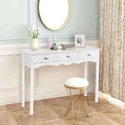 Costway Console Table Hall Table Side Table Desk Accent Table 3 Drawers Entryway White 1 Costway Console Table Hall Table Side Table Desk Accent Table 3 Drawers Entryway White