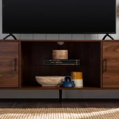 2 Door Mid-Century Modern Wood Storage TV Stand For TVs Up To 80" - Saracina Home -HOMCOM Store GUEST 0c083b88 b4b8 4267 89b0 b99f64195a36