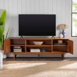 Solid Wood Mid-Century Modern TV Stand For TVs Up To 80" - Saracina Home 20 Solid Wood Mid-Century Modern TV Stand For TVs Up To 80" - Saracina Home -HOMCOM Store GUEST 13d172c2 7522 436c b47e 043357d4492b