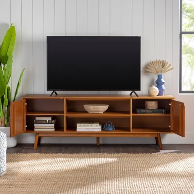 Solid Wood Mid-Century Modern TV Stand For TVs Up To 80" - Saracina Home 3 Solid Wood Mid-Century Modern TV Stand For TVs Up To 80" - Saracina Home - Image 3