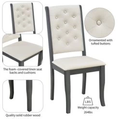 6 PCS Retro Dining Set With Unique-designed Table And Upholstered Chair-ModernLuxe 15 6 PCS Retro Dining Set With Unique-designed Table And Upholstered Chair-ModernLuxe -HOMCOM Store GUEST 18007a98 7761 4a30 a9ee 913421e58038