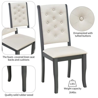 6 PCS Retro Dining Set With Unique-designed Table And Upholstered Chair-ModernLuxe 6 6 PCS Retro Dining Set With Unique-designed Table And Upholstered Chair-ModernLuxe - Image 6