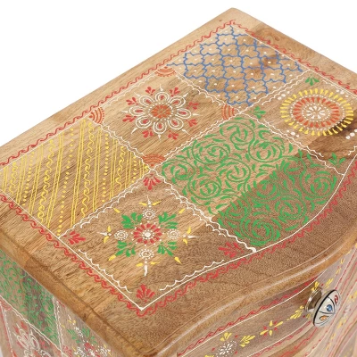 Ailey Handcrafted Boho Mango Wood 3 Drawer Nightstand Natural - Christopher Knight Home 10 Ailey Handcrafted Boho Mango Wood 3 Drawer Nightstand Natural - Christopher Knight Home - Image 10