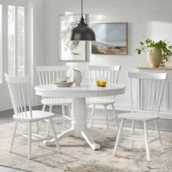 5pc Kale Pedestal Dining Set - White - Buylateral
