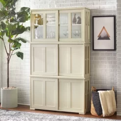 Pacific Stackable Cabinet With Sliding Doors - Buylateral -HOMCOM Store GUEST 201f86a8 1958 4161 b137 0ca70adea08d