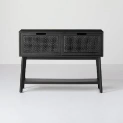 Wood & Cane Console Table With Pull-Down Drawers - Hearth & Hand™ With Magnolia -HOMCOM Store GUEST 20528750 0c48 4495 9988 dee7756ece00
