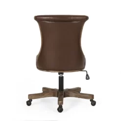 Coulee Contemporary Upholstered Roll Back Swivel Office Chair Dark Brown/Natural - Christopher Knight Home -HOMCOM Store GUEST 2221ea35 e150 49a5 a609 4bb49d3b4d24