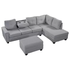 108" Reversible L-Shape Sectional Sofa Couch With Storage Ottoman-ModernLuxe 18 108" Reversible L-Shape Sectional Sofa Couch With Storage Ottoman-ModernLuxe -HOMCOM Store GUEST 261f9c97 8361 42af a0f8 f1341f4386d7