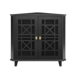 2 Door Corner Accent Cabinet With Fretwork Doors - Saracina Home -HOMCOM Store GUEST 28fe5556 fd13 4741 9522 8e0abe2af5bd