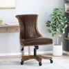 Coulee Contemporary Upholstered Roll Back Swivel Office Chair Dark Brown/Natural - Christopher Knight Home
