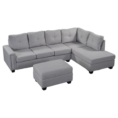 108" Reversible L-Shape Sectional Sofa Couch With Storage Ottoman-ModernLuxe 5 108" Reversible L-Shape Sectional Sofa Couch With Storage Ottoman-ModernLuxe - Image 5