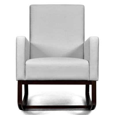 Tangkula 2-in-1 Upholstered Rocking Chair With Wood Leg & Pillow Relax Sofa Chair Light Grey/Beige/Dark Gray 12 Tangkula 2-in-1 Upholstered Rocking Chair With Wood Leg & Pillow Relax Sofa Chair Light Grey/Beige/Dark Gray - Image 12