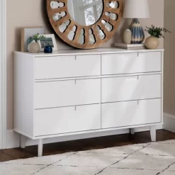 Mid-Century Modern Groove Wood 6 Drawer Dresser - Saracina Home