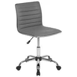 Emma And Oliver Low Back Designer Armless Ribbed Swivel Task Office Chair -HOMCOM Store GUEST 34b755b6 b6f9 4005 adb2 3a20d34ebc77