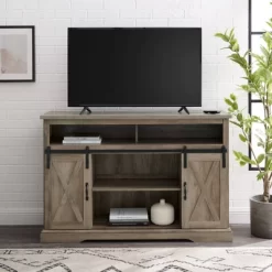Transitional Sliding Barndoor Highboy TV Stand For TVs Up To 58" - Saracina Home 21 Transitional Sliding Barndoor Highboy TV Stand For TVs Up To 58" - Saracina Home -HOMCOM Store GUEST 36bb9b85 ffb1 46e0 b0d8 822e73b5b63d