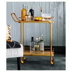 Metal, Wood, And Leather Bar Cart - Gold - Threshold™ 8 Metal, Wood, And Leather Bar Cart - Gold - Threshold™ -HOMCOM Store GUEST 3940ea51 5dbd 496d adf0 a33ee04f6d3f