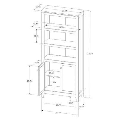 72" Carson 5 Shelf Bookcase With Doors - Threshold 6 72" Carson 5 Shelf Bookcase With Doors - Threshold - Image 6