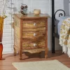 Ailey Handcrafted Boho Mango Wood 3 Drawer Nightstand Natural - Christopher Knight Home