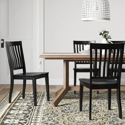 2pk Holden Slat Back Dining Chair Black - Threshold™ 1 2pk Holden Slat Back Dining Chair Black - Threshold™
