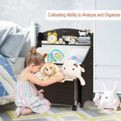 Costway Kids Wooden Toy Storage Unit Organizer W/Rolling Toy Box & Plastic Bins NaturalEspresso 13 Costway Kids Wooden Toy Storage Unit Organizer W/Rolling Toy Box & Plastic Bins NaturalEspresso -HOMCOM Store GUEST 4fc34305 9481 40cd bed5 35dcd736d6c9