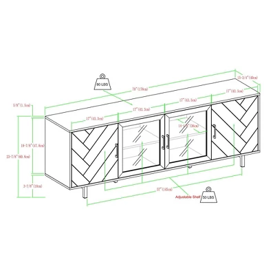 Vik Modern Boho 4 Door Herringbone TV Stand For TVs Up To 80" - Saracina Home 6 Vik Modern Boho 4 Door Herringbone TV Stand For TVs Up To 80" - Saracina Home - Image 6