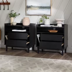 2pk Mid-Century Modern Solid Wood 2 Drawer Storage Nightstands - Saracina Home 21 2pk Mid-Century Modern Solid Wood 2 Drawer Storage Nightstands - Saracina Home -HOMCOM Store GUEST 559c5ca6 af7e 4136 9a5f 989a82141900