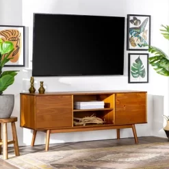 Solid Wood Mid-Century Modern TV Stand For TVs Up To 65" - Saracina Home 27 Solid Wood Mid-Century Modern TV Stand For TVs Up To 65" - Saracina Home -HOMCOM Store GUEST 55d038af 42a5 438d 8b74 91f0ac9cc7f7