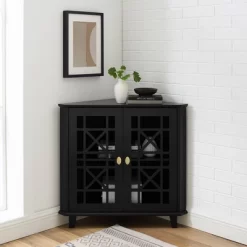 2 Door Corner Accent Cabinet With Fretwork Doors - Saracina Home -HOMCOM Store GUEST 56432bd0 d98d 41c7 8ca0 8e740f3e8fc7