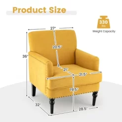 Tangkula Set Of 2 Modern Accent Chair Upholstered Sofa Chair W/ Rubber Wood Legs Yellow 11 Tangkula Set Of 2 Modern Accent Chair Upholstered Sofa Chair W/ Rubber Wood Legs Yellow -HOMCOM Store GUEST 59a0fbbd c8d4 4381 9b84 49c42ed1e4f6