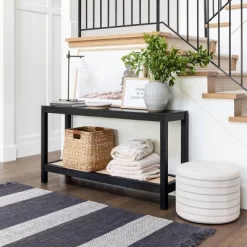 Console Table With Woven Rattan Shelf Black - Threshold™ Designed With Studio McGee -HOMCOM Store GUEST 5cacba25 9de0 4a9b 86d8 dd94f14308e1