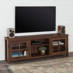 Tasi Glass Door Console TV Stand For TVs Up To 80" - Saracina Home -HOMCOM Store GUEST 5df2eb10 a430 4013 a951 9057a4d84029