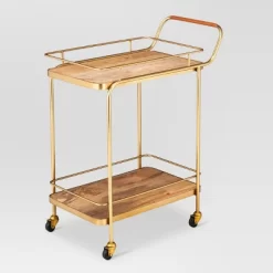 Metal, Wood, And Leather Bar Cart - Gold - Threshold™ 6 Metal, Wood, And Leather Bar Cart - Gold - Threshold™ -HOMCOM Store GUEST 63d965bb b034 43cc b2af e01cf6536a7f