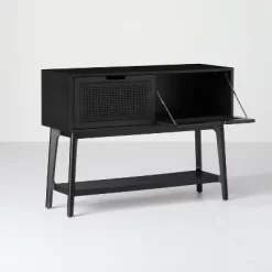 Wood & Cane Console Table With Pull-Down Drawers - Hearth & Hand™ With Magnolia -HOMCOM Store GUEST 653613cb c525 4ce5 ad5e a4ee9dc6a2f8
