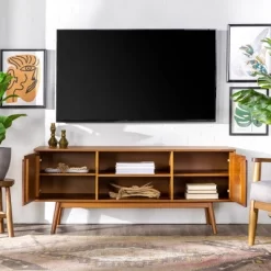 Solid Wood Mid-Century Modern TV Stand For TVs Up To 65" - Saracina Home 25 Solid Wood Mid-Century Modern TV Stand For TVs Up To 65" - Saracina Home -HOMCOM Store GUEST 686002c1 8c90 4149 bce4 d40fc12f1038
