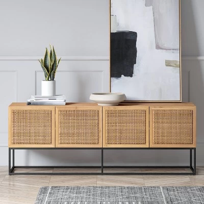 Belmar Woven TV Stand For TVs Up To 60" Natural - Threshold™ 1 Belmar Woven TV Stand For TVs Up To 60" Natural - Threshold™