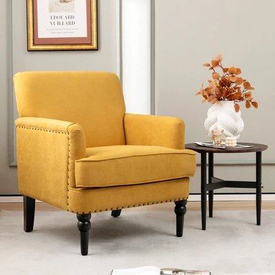 Tangkula Set Of 2 Modern Accent Chair Upholstered Sofa Chair W/ Rubber Wood Legs Yellow 1 Tangkula Set Of 2 Modern Accent Chair Upholstered Sofa Chair W/ Rubber Wood Legs Yellow