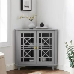 2 Door Corner Accent Cabinet With Fretwork Doors - Saracina Home -HOMCOM Store GUEST 6aa69f84 0413 43ec 85f0 32657f3b8c98