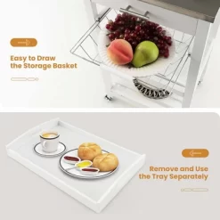 Costway Compact Kitchen Island Cart Rolling Service Trolley With Stainless Steel Top Basket 16 Costway Compact Kitchen Island Cart Rolling Service Trolley With Stainless Steel Top Basket -HOMCOM Store GUEST 6d12b3d7 0480 4e1e bf51 084fc2612c3c