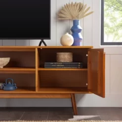 Solid Wood Mid-Century Modern TV Stand For TVs Up To 80" - Saracina Home 26 Solid Wood Mid-Century Modern TV Stand For TVs Up To 80" - Saracina Home -HOMCOM Store GUEST 718deacd a6aa 48d3 a2de dc60399694ef