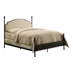 Geraldine Upholstered Headboard Poster Panel Bed Powder Coated Gun Metal - HOMES: Inside + Out -HOMCOM Store GUEST 726242f6 c0f2 4911 bbef 9e647e7667d0