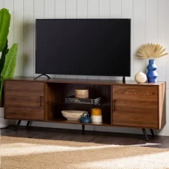 2 Door Mid-Century Modern Wood Storage TV Stand For TVs Up To 80" - Saracina Home -HOMCOM Store GUEST 731fc50a 2639 4fe3 90be a972112a62a2