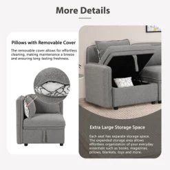 122.8" Minimalist Convertible Modular Sofa, Upholstered Sectional Sofa Couch With 5 Pillows-ModernLuxe -HOMCOM Store GUEST 758104f0 2824 4484 a592 7670bd523c90