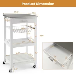 Costway Compact Kitchen Island Cart Rolling Service Trolley With Stainless Steel Top Basket 10 Costway Compact Kitchen Island Cart Rolling Service Trolley With Stainless Steel Top Basket -HOMCOM Store GUEST 76e5946d 2711 4c3b a49c 74044f62ac28