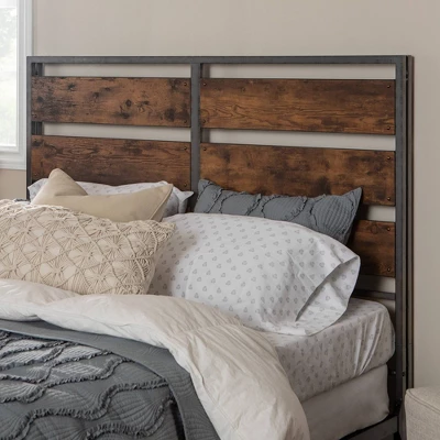 Queen Urban Chic Metal And Wood Plank Bed Brown - Saracina Home 5 Queen Urban Chic Metal And Wood Plank Bed Brown - Saracina Home - Image 5