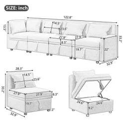 122.8" Minimalist Convertible Modular Sofa, Upholstered Sectional Sofa Couch With 5 Pillows-ModernLuxe -HOMCOM Store GUEST 793e584d 807e 4842 8190 13b2a3034754