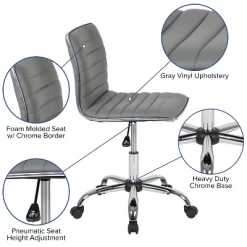 Emma And Oliver Low Back Designer Armless Ribbed Swivel Task Office Chair -HOMCOM Store GUEST 7bb67dd0 789d 46b3 93e9 867abcbfe2c1