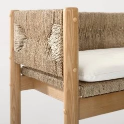 Elden Wood Bench With Woven Back And Loose Cushion Seat - Threshold™ Designed With Studio McGee -HOMCOM Store GUEST 80c860d6 fb10 4439 978d 5bcb29b2d57b