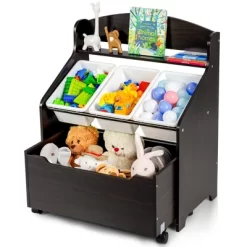 Costway Kids Wooden Toy Storage Unit Organizer W/Rolling Toy Box & Plastic Bins NaturalEspresso 20 Costway Kids Wooden Toy Storage Unit Organizer W/Rolling Toy Box & Plastic Bins NaturalEspresso -HOMCOM Store GUEST 80f5cdc8 b56c 40a6 9518 1678a6f77403