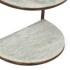 33.5" Bainville Modern Glam Handcrafted Marble Half Round Etagere Bookcase Natural White/Antique Brass - Christopher Knight Home -HOMCOM Store GUEST 81ab22e6 eb7f 4b88 9722 a7abae7555a6